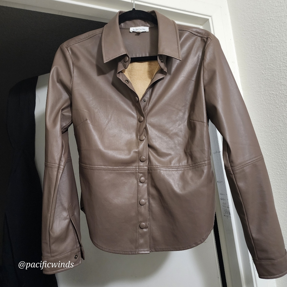 NEW Faux Leather Top / Jacket Small Heartloom Brown Small